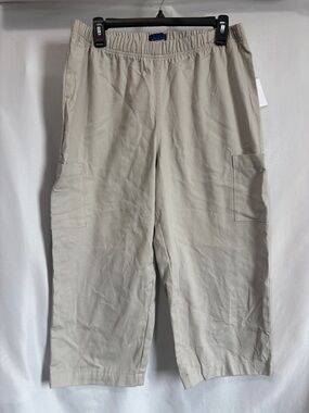 Basic Editions Beige Elastic-Waist Cargo Pants MM415